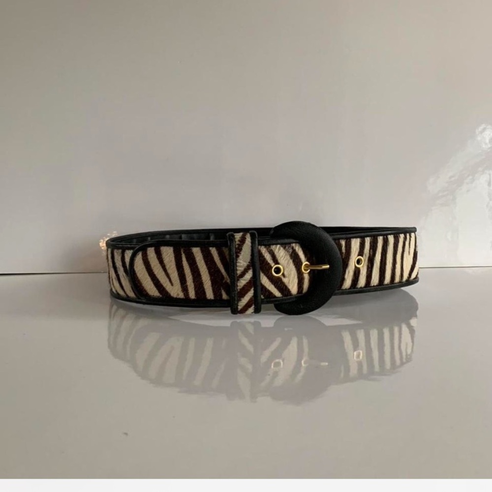 Vintage leather Holt Renfrew animal fur belt